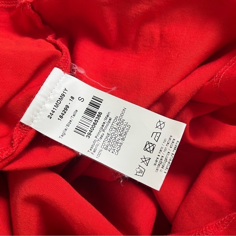 MSGM sz S Red Short Sleeve Tshirt w/ Detachable Bow Tie Tank Top Striped - Picture 8 of 8